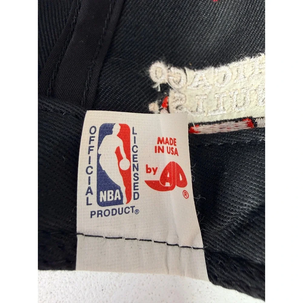 Vintage Chicago Bulls 45 AJD Snapback Hat Made in USA Black Red NBA Cap - BQ
